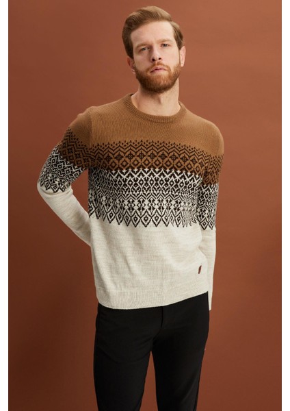 Bisiklet Yaka Desenli Kazak (E22-5709) modelleri