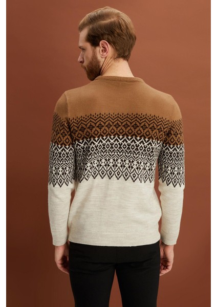 Bisiklet Yaka Desenli Kazak (E22-5709) fırsatları