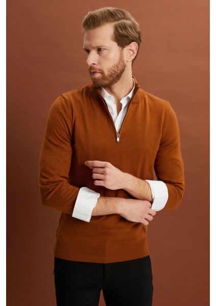 Yarım Balıkçı Fermuarlı Yaka Triko Kazak (E22-5712) fiyatları