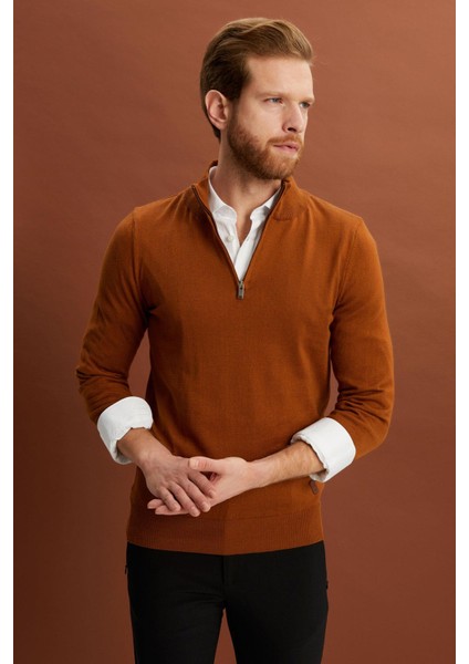 Yarım Balıkçı Fermuarlı Yaka Triko Kazak (E22-5712) modelleri