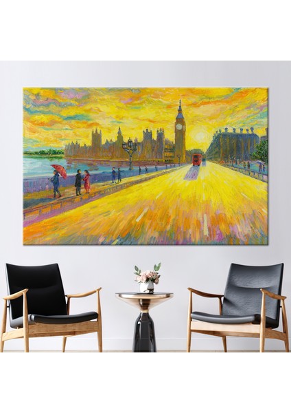 1 Parça Kanvas Tablo, Londra Manzara Resmi, Yağmurlu Gün Sanat Eseri, Görüntüleme Kanvas,