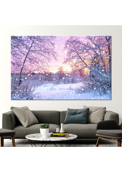 1 Parça Kanvas Tablo, Kar Manzarası, Manzara Sanat Eseri, Kar Kanvas, Kış Manzarası Posteri,