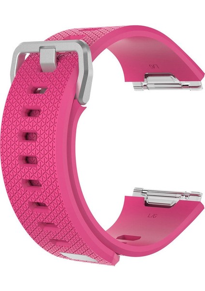Fitbit Ionic Uyumlu Silikon Kordon Kayış Pembe Large (L)
