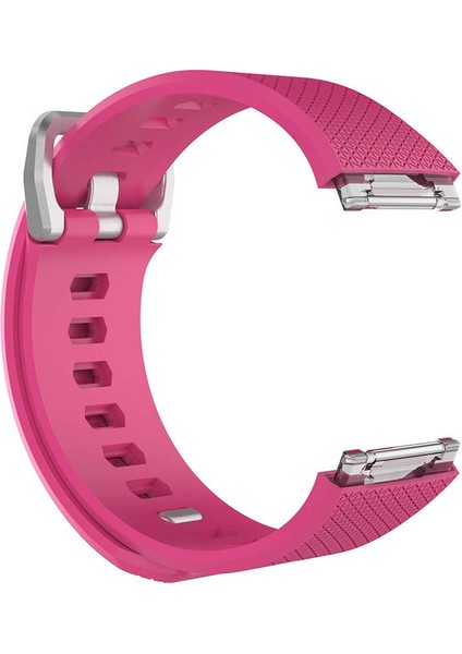 Fitbit Ionic Uyumlu Silikon Kordon Kayış Pembe Large (L)