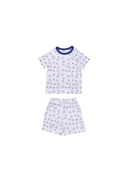 %100 Organik Pamuk Sailor Erkek Bebek T-Shirt Şort Set 2li