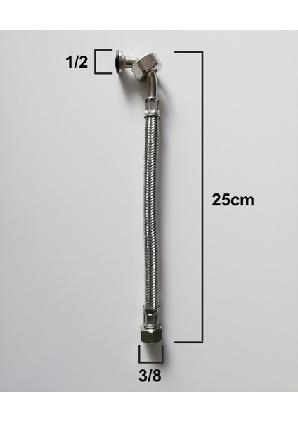 Gömme Rezervuar Fleks Hortumu Dirsekli 3/8 - 1/2 25 Cm