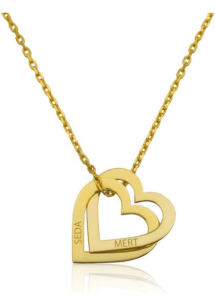 Gümüş Kişiye Özel Kalpler Kolye