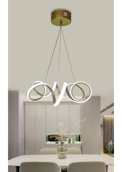 Modern Sarkıt Gold Kıvrım Beyaz Işık LED Avize KIVRIM21