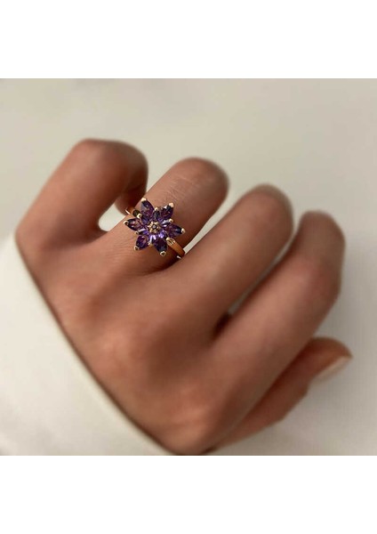 Gümüş Mor Lotus Çiçeği Yüzük fiyatları