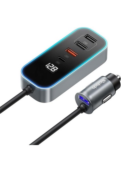 CC-1900 Usb-Typec Dijital Ekran Kablolu Araç Şarj Cihazı