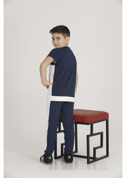 Erkek Çocuk Code Kumaş Kısa Kol Pijama Takım T-48424 - Lacivert - 3-5 Yaş