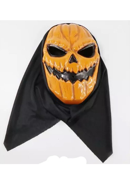 Kapüşonlu Halloween Kabak Maskesi Ince Plastik Cadılar Bayramı Balkabağı Mask