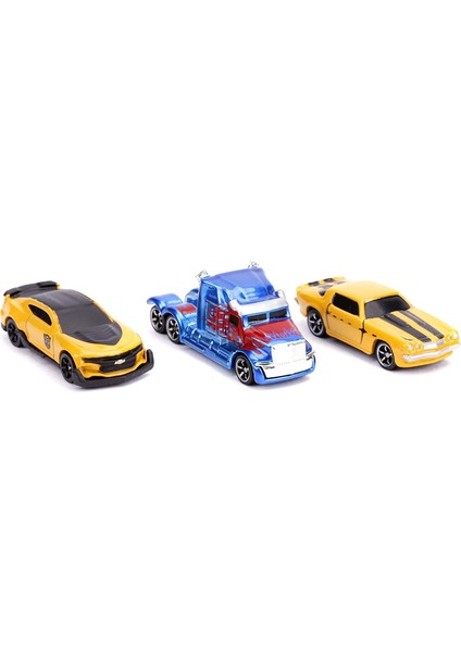 Jada Toys Jada, Transformers 3'lü Nano Oyuncak Araba Paketi, 4 Cm, 1:65 Ölçek, 2 x Bumblebee, 1 x Optimus Prime