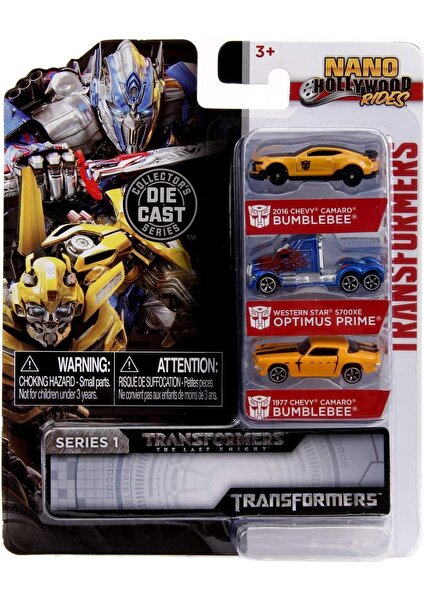 Jada Toys Jada, Transformers 3'lü Nano Oyuncak Araba Paketi, 4 Cm, 1:65 Ölçek, 2 x Bumblebee, 1 x Optimus Prime