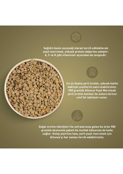 Yeşil Mercimek Yerli 900 G x 2 Adet