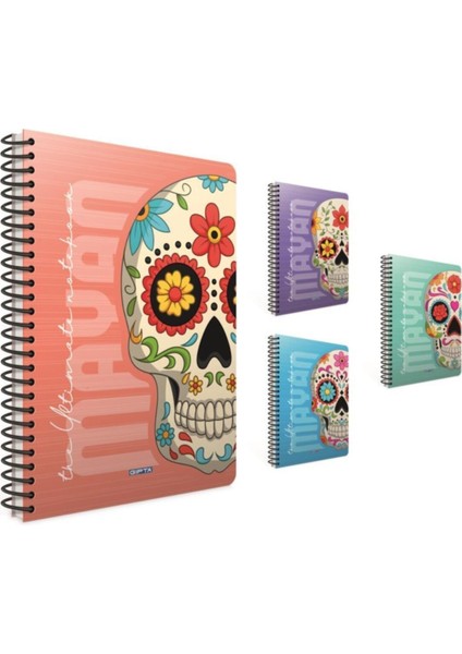 Mayan A4 Spiralli Karton Kapak Defter 80 Yaprak Kareli ( 1 Adet )