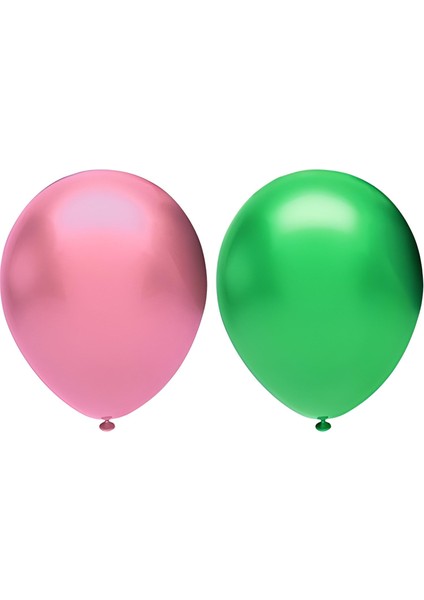 80 Adet Açık Yeşil Pempe Metalik Balon Helyum Gazı Uyumludur.-Açılış Balonları