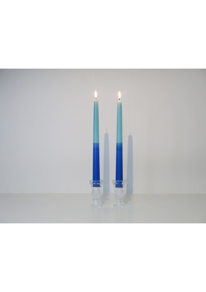 Marin Mavi Degradeli 2li Konik Şamdan Mum Seti fiyatları