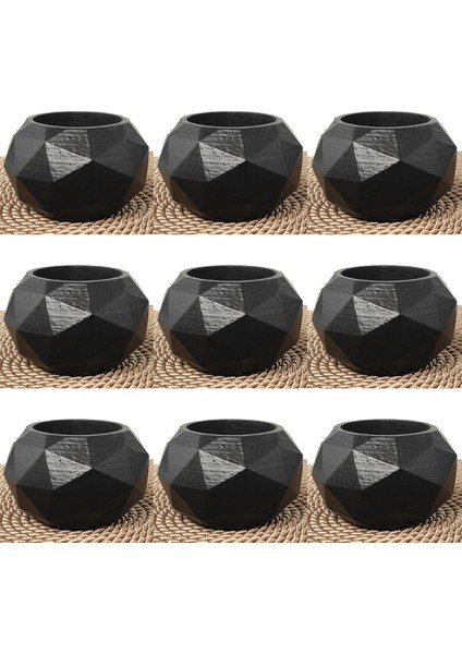 02 Sukulent Geometrik Beton Saksı Siyah ( 9 Adet)