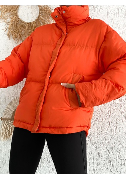 Dik Yaka Gizli Çıtçıtlı Şişme Mont modelleri