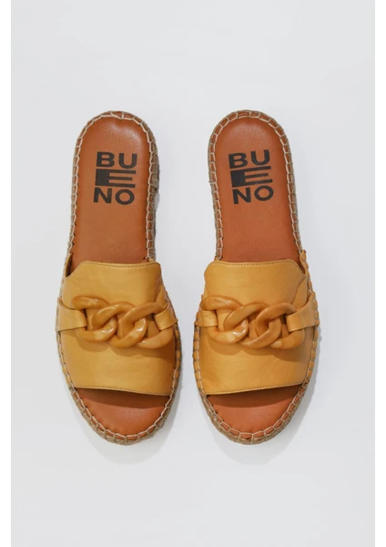 Bueno Shoes Sarı Deri Kadın Düz Terlik