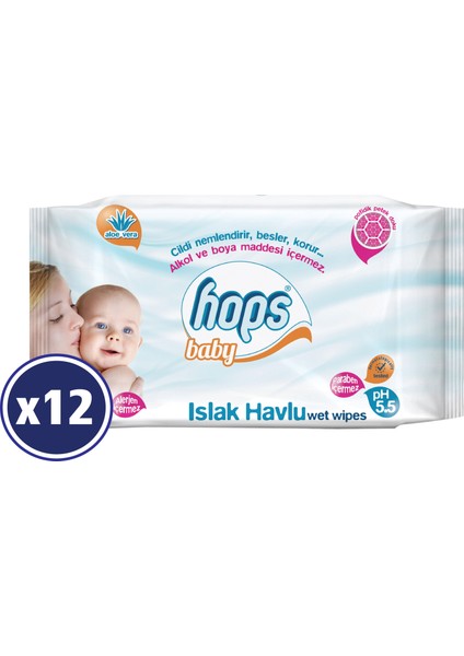 Baby Aloe Vera Özlü Islak Havlu 12 x 60 Yaprak