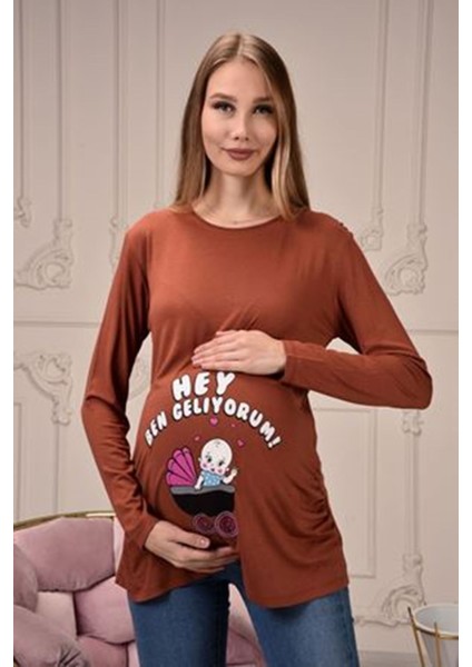 Uzun Kollu Baskılı Hamile Tişört fiyatları