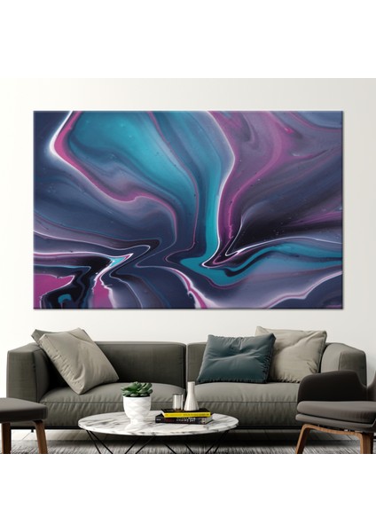 1 Parça Kanvas Tablo, Pembe ve Mavi Sanat Eseri, Gri Kanvas Baskı, Çağdaş Posteri,