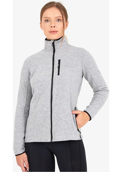 Kadın Fermuarlı Termal Sweatshirt 2. Seviye 50461 - Gri Melanj