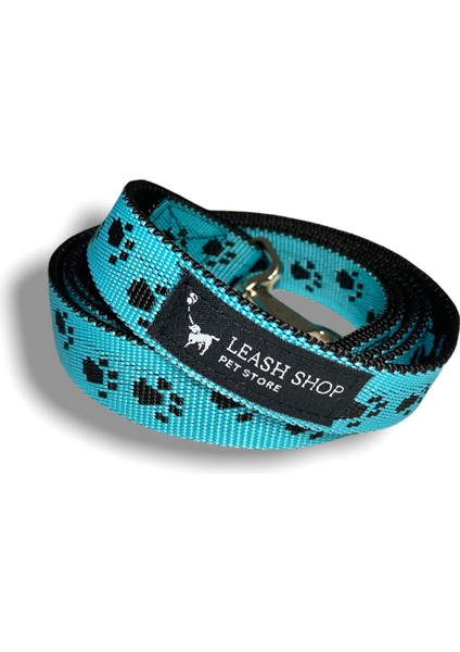 Leash Shop Sevk & Gezdirme Tasma Kayışı Turkuaz-Siyah Eni 2,5 cm Boy 140 cm