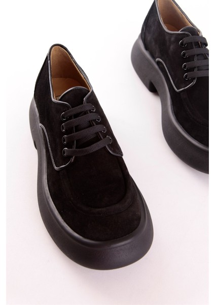 Helena Siyah Süet Kalın Tabanlı Kadın Casual Ayakkabı indirimleri