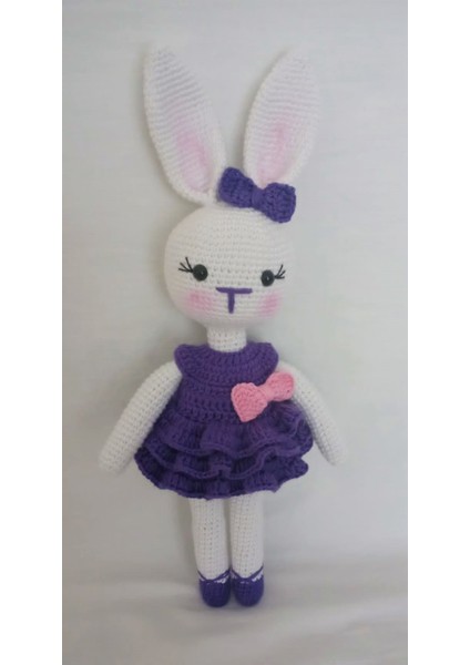 Mor Fırfırlı Tavşan Amigurumi Örgü Oyuncak