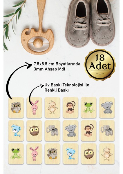 Hayvanları Öğreniyorum Ahşap Eşleştirme Kartları Hafıza Zeka Oyunu Ahşap Eğitici Puzzle Montessori, Waldorf, Reggio Emilia Modellerine Uygun fiyatları