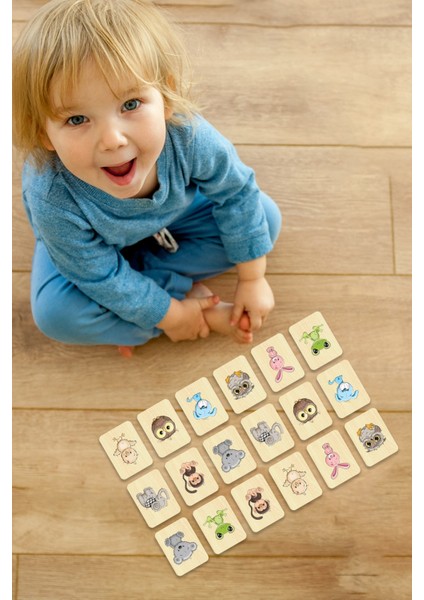 Hayvanları Öğreniyorum Ahşap Eşleştirme Kartları Hafıza Zeka Oyunu Ahşap Eğitici Puzzle Montessori, Waldorf, Reggio Emilia Modellerine Uygun modelleri