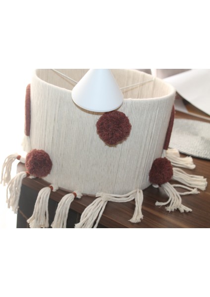 Makrome Avize Gökkuşağı Ponpon Detay Dekoratif Avize