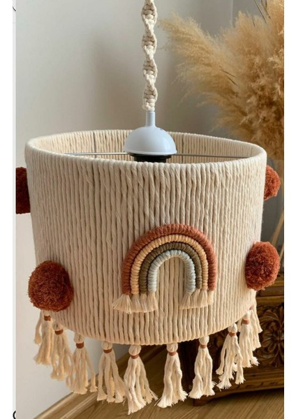 Makrome Gökkuşağı Avize Çocuk Odası Dekoratif Aydınlatma