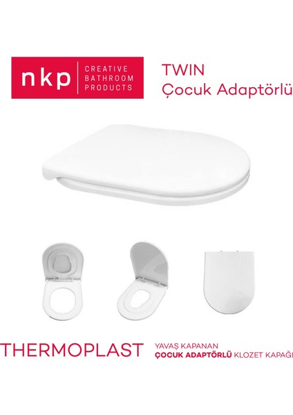 Twin Çocuk Adaptörlü Yavaş Kapanan Klozet Kapağı