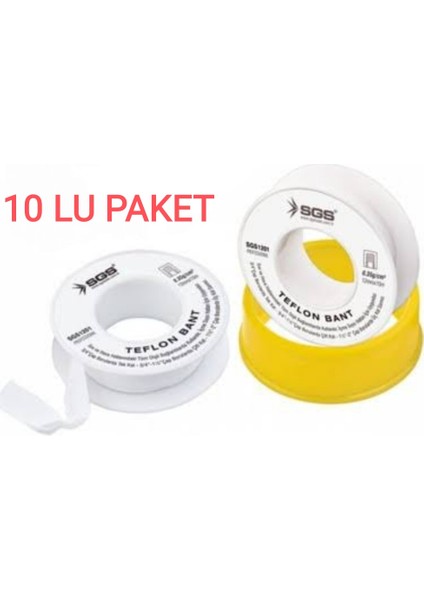 1201 Sgs Profesyonel Teflon Bant 12 MMX10 mt 0,35 Gr-10 Lu Paket