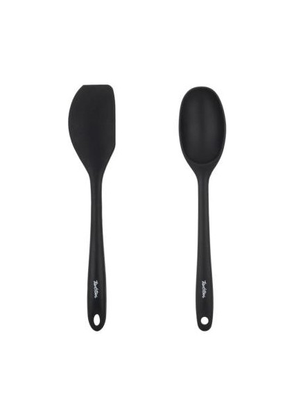 Füme Renkli Silikon Büyük Kaşık ve Spatula Seti