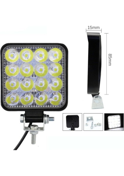 Kare LED Çalışma Lambası 16 Ledli Off Road Sis Lambası 0520010201