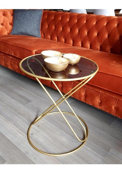 Helen Yuvarlak Gold Sehpa 01