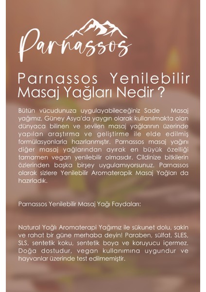 Parnassos Doğal Vanilya Özlü Duyusal ve Afrodizyak Etkili Aromaterapi Masaj Yağı 150 ml modelleri