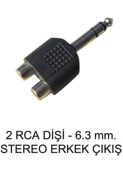 2 Rca Dişi - 6.3mm Stereo Erkek Jak