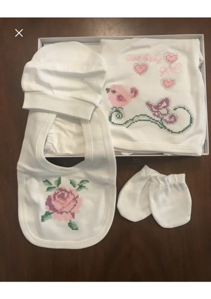 Gül Kanaviçe 5 Li Zıbın Set
