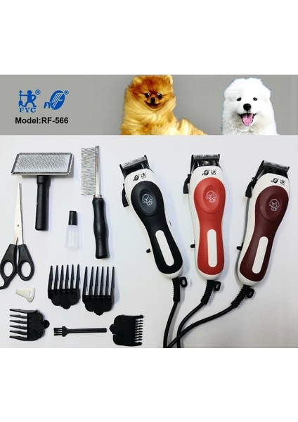 Pet 566 Kedi Köpek Traş Makinesi Elektirikli Kablolu Bakım Seti Pet Tarak Makas Fırça modelleri