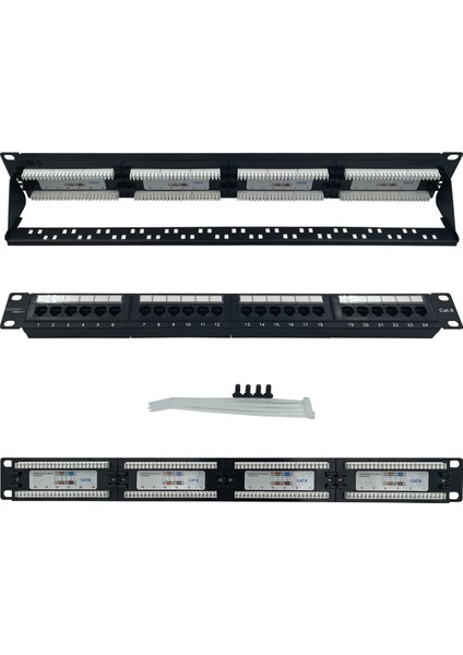 24PORT Cat6 Utp Modüler Dolu Patch Panel