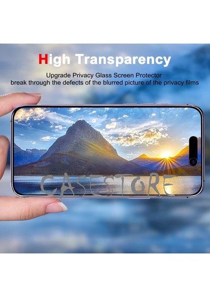 Apple Iphone 14 Pro Uyumlu 6.1ınch 2in1 Set Hayalet Privacy Ekran Koruyucu Cam ve Kamera Lens Camı Tam Kaplar Yandan Görünmez Gizli Hd Anti Spy