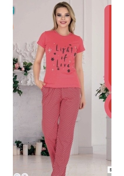 Berland 3356 Bayan Kısa Kol Pijama Takım Fuşya - M