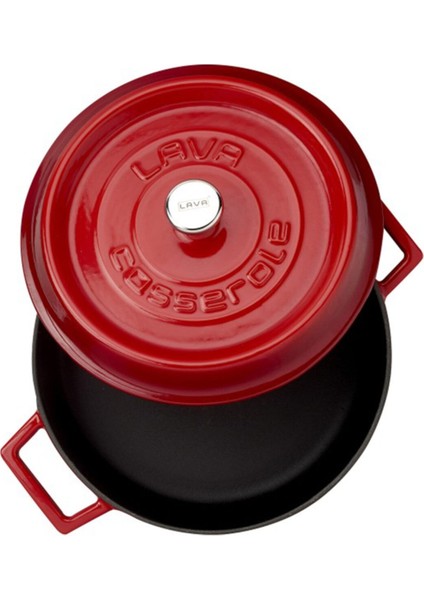 Döküm Tencere 24 cm. Sığ Kırmızı Tencere modelleri