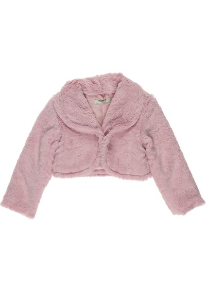 Kız Bebek Şal Yakalı Crop Peluş Ceket